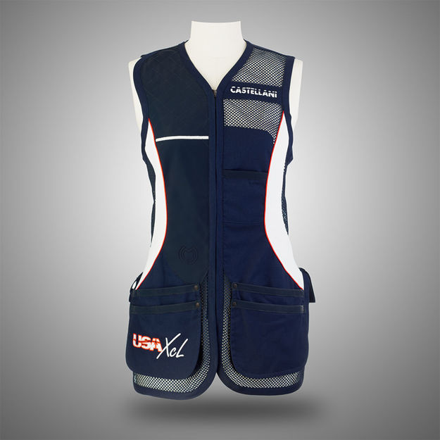 Castellani shooting vest LH Blue and White VARIOUS SIZES 